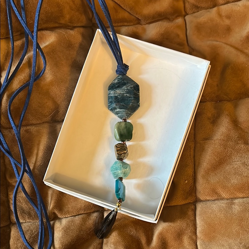 J Jill leather and natural stone necklace